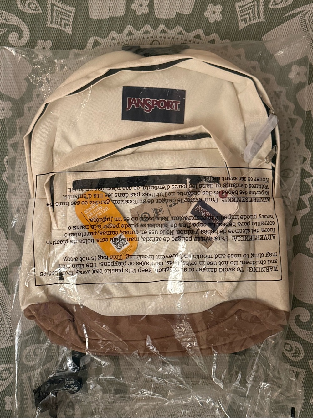 JanSport Cream and Brown Classic Backpack - “Coconut”